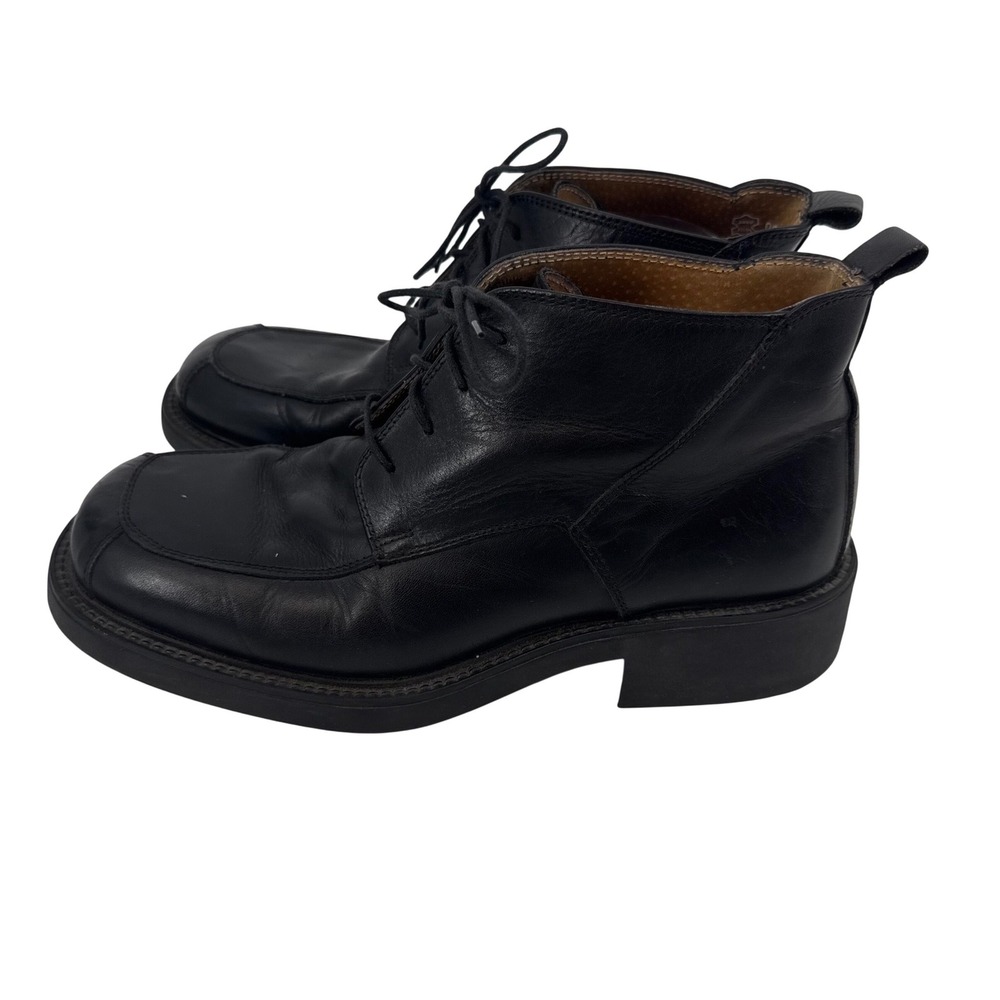 Vintage Skechers Collection Square Toe Boot 10 Black Leather Made‎ in Italy Y2K
